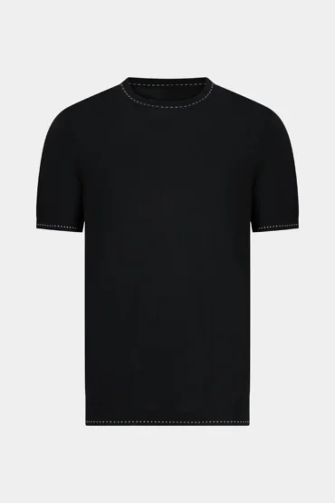 ROUND KNECK DOTTED TSHIRT BLACK