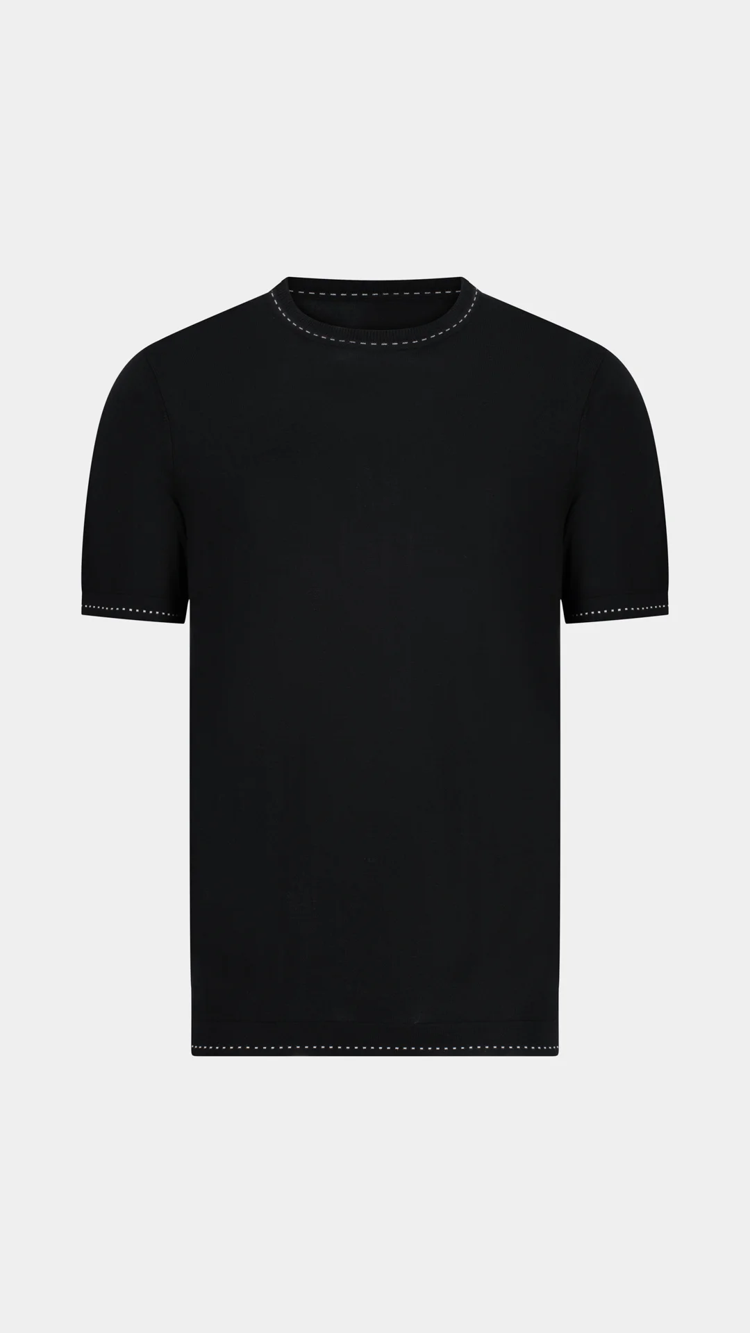 ROUND KNECK DOTTED TSHIRT BLACK