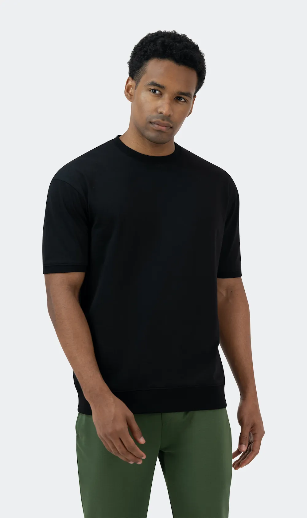RIBBED WAIST TSHIRT - BLACK - Image 4