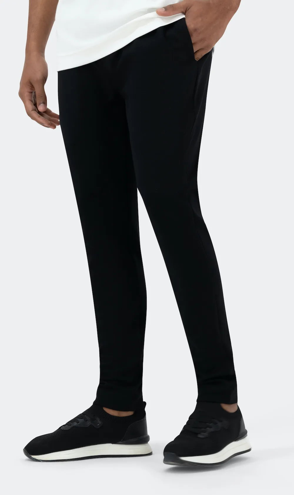 بنطلون إنترلوك برباط - أسود - الصورة 2